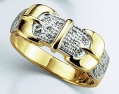 LXDirect 9-carat diamond-set double buckle ring
