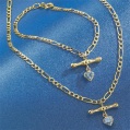 LXDirect 9-carat gold figaro T-bar bracelet and chain