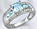 LXDirect 9-carat white gold blue topaz & diamond ring