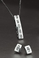 9-carat white gold drop pendant and earring set