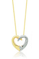 9ct 2 colour gold cubic zirconia heart pendant