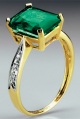 9ct created emerald and diamond ring