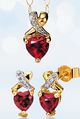 9ct created ruby and diamond pendant and earrings set