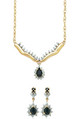 LXDirect 9ct sapphire diamond pendant and earring set