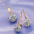 LXDirect 9ct white glitterball pendant and earring set