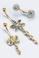 blue topaz and cubic zirconia drop flower bodybar