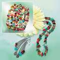 LXDirect coral and turquoise bead necklace bracelet and earring set