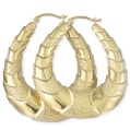 large embossed oval creole earrings
