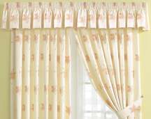 mosaic pleated curtains and tie-backs
