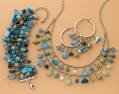LXDirect multi-blue stone and bead necklet bracelet and earring set