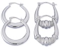 set of 2 white gold creole earrings