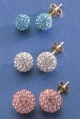 set of 3 crystal ball earrings