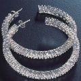 LXDirect silver cubic zirconia large hoop earrings