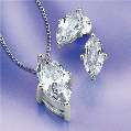 LXDirect silver large marquise pendant and earring set