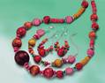 LXDirect wooden bead necklace earring and bracelet set