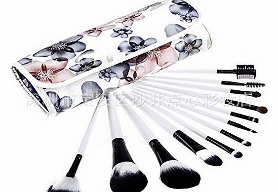 LyDia Beauty Professional 12pcs Blue/Brown In Bloom Make Up Cosmetic Makeup Brushes Kit Set with Case