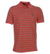 Lyle and Scott Berry Red Striped Pique Polo Shirt