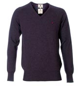 Lyle and Scott Blackberry Lambswool V-Neck Sweater