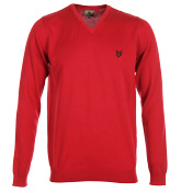 Lyle and Scott Deep Tomato V-Neck Sweater
