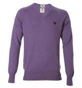 Lyle and Scott Heather Purple Lambswool V-Neck