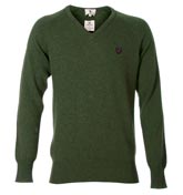 Lyle and Scott Highland Green Lambswool V-Neck
