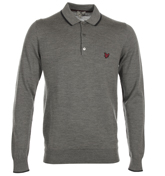 Lyle and Scott Mid Grey Marl Knitted Polo Shirt
