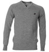 Lyle and Scott Mid Grey Marl Lambswool V-Neck