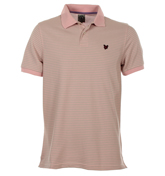 Lyle and Scott Oyster Pink Striped Pique Polo