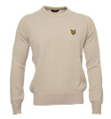 Lyle and Scott Putty Lambswool Round Neck Sweater