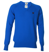 Lyle and Scott Snorkel Blue Lambswool V-Neck