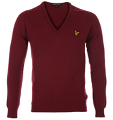 Lyle and Scott Brick Red V-Neck Sweater