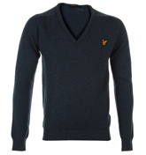 Lyle and Scott French Blue V-Neck Sweater