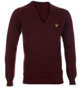 Lyle and Scott Maroon V-Neck Sweater