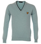 Lyle and Scott Pale Blue V-Neck Sweater