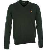 Lyle and Scott Vintage Hunter Green V-Neck Sweater