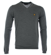Lyle and Scott Vintage Mid Grey Marl V-Neck