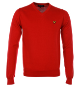Lyle and Scott Vintage Racing Red V-Neck Sweater
