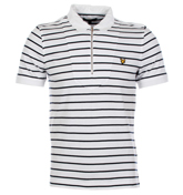 Lyle and Scott Vintage White Stripe Zip Neck