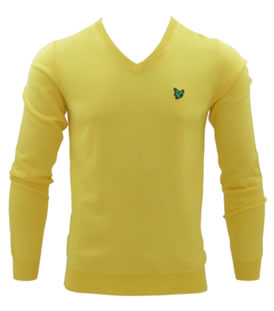 lyle and scott Green Eagle Thin Knitted Sweater Canary