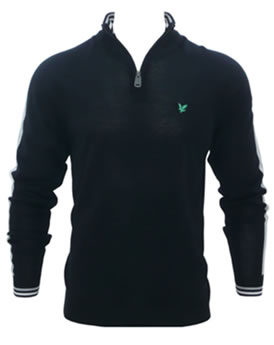 Green Eagle Zip Neck Sweater Black