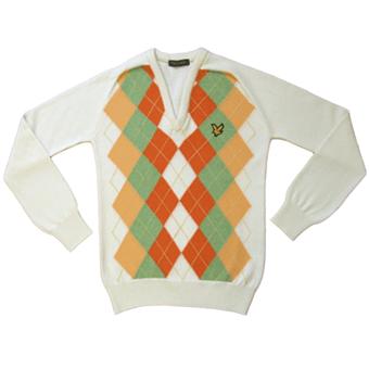 Lyle and Scott Mens V Neck Artic White Jumper