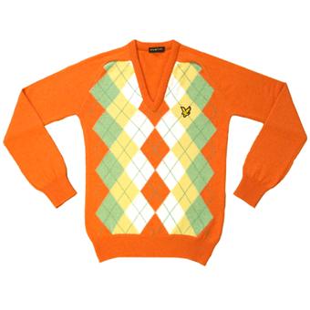 Lyle and Scott Mens V Neck Seville Orange Jumper