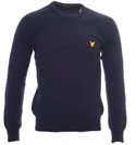 Lyle and Scott Navy Lambswool Round Neck Sweater