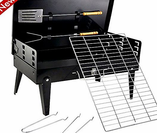 LYNCOL Folding Portable Foldable Outdoor Charcoal Barbecue BBQ Set Picnic Braai Combo Tool Set
