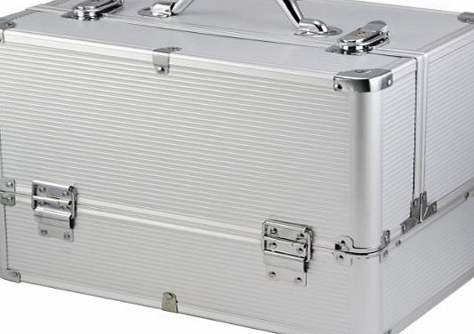 LYNCOL Large Space Storage Beauty Box Make up Jewelry Cosmetic Vanity Case Cosmetic Box (Silver)