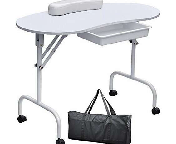 Portable Folding Foldable collapsible Manicure Table Nail Technician Workstation Art Desk Pull Out Drawer + Carry Bag + Wrist Rest