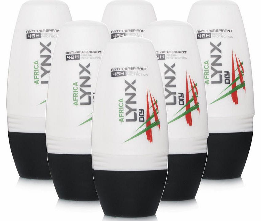 Lynx Dry Africa Anti-Perspirant Roll-On 6 Pack