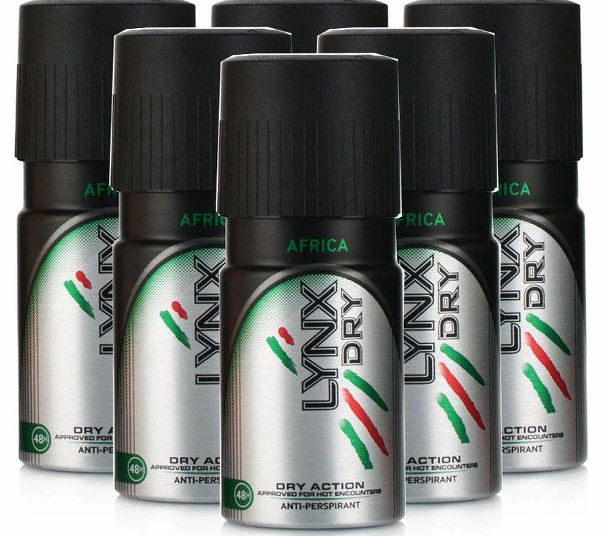 Lynx Dry Africa Anti-Perspirant Spray 6 Pack