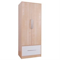 Lyon 2 Dr 1 Drawer Wardrobe, Beech Effect   Cream