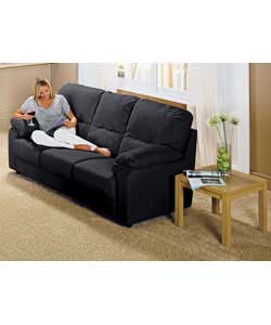 lyon Large Leather Sofa - Black